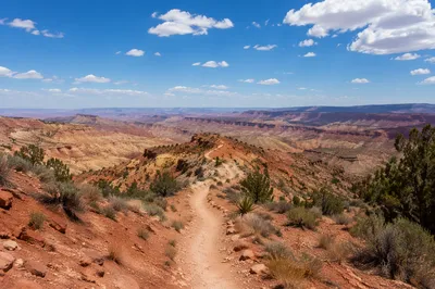 Winding Desert Canyon Path with Evergreen Hope