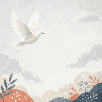 White Dove in Peaceful Holy Spirit Sky