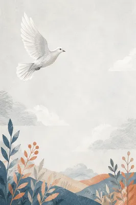 White Dove Flying Through Peaceful Sky