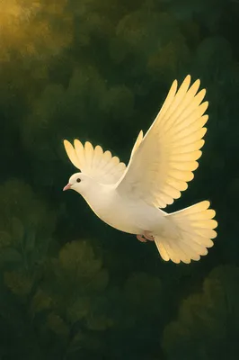 White Dove in Evergreen Light
