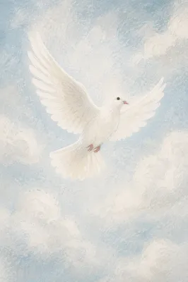 White Dove in Serene Heavenly Sky