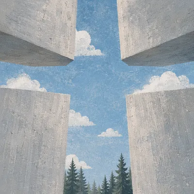 Empty Cross Opening in Blue Sky
