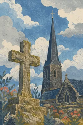 Empty Stone Cross Beneath Blue Sky