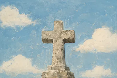 Empty Stone Cross Under Blue Sky