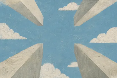 Empty Cross Framed by Blue Sky