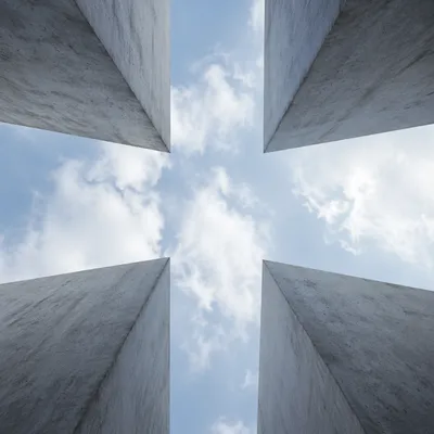 Empty Cross Framed by Blue Sky