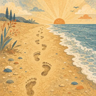 Footprints in Sunrise Beach Sand