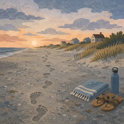 Morning Footprints on a Peaceful Beach