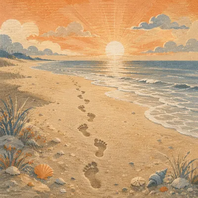 Footprints on Sunrise Beach Journey