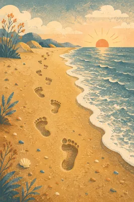 Footprints in Sunrise Beach Sand