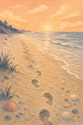 Footprints on Sunrise Beach Journey