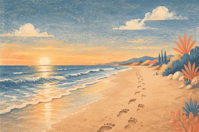 Footprints on Sunrise Beach Shoreline
