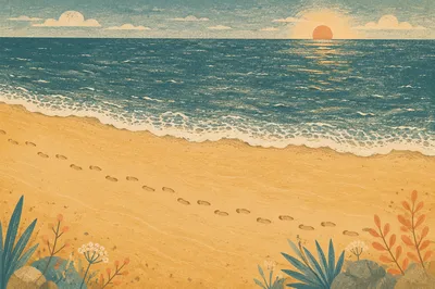 Footprints Along Sunrise Beach Shoreline