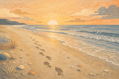 Footprints on Sunrise Beach Journey