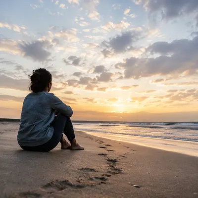 Footprints on Sunrise Beach of Hope