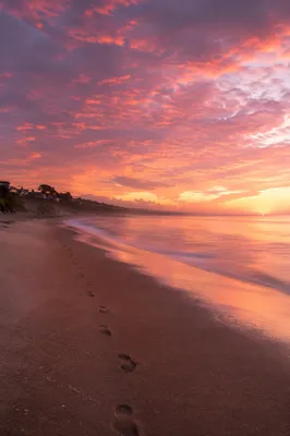 Footprints on Sunrise Beach of Hope