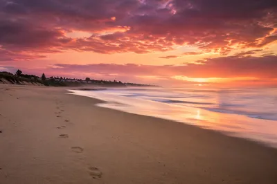 Footprints on a Hopeful Sunrise Beach