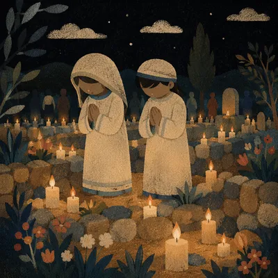 Candlelit Prayer Hands in Memorial Garden
