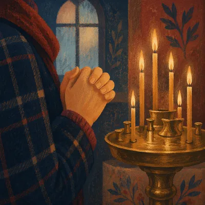 Candlelit Folded Hands in Quiet Prayer