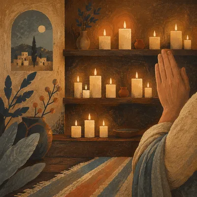Prayerful Hands in Warm Candlelight