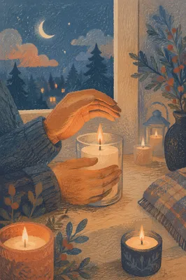 Candlelit Folded Hands in Quiet Prayer