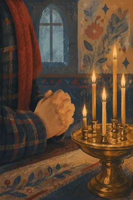 Candlelit Folded Hands in Quiet Prayer