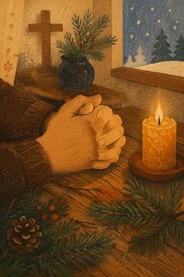 Praying Hands by Evergreen Candlelight