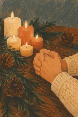 Folded Prayer Hands by Candlelight