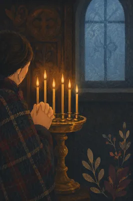 Folded Hands in Candlelit Prayer