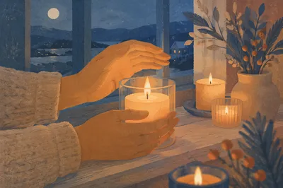 Folded Prayer Hands by Candlelight