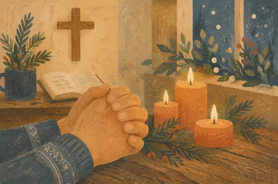 Prayer Hands by Evergreen Candlelight