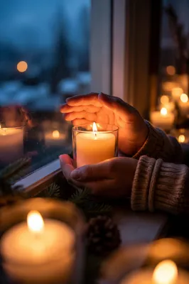 Folded Hands Praying Beside Candlelight