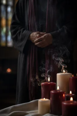 Folded Hands in Candlelit Prayer