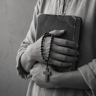 Reverent Hands Holding a Worn Bible