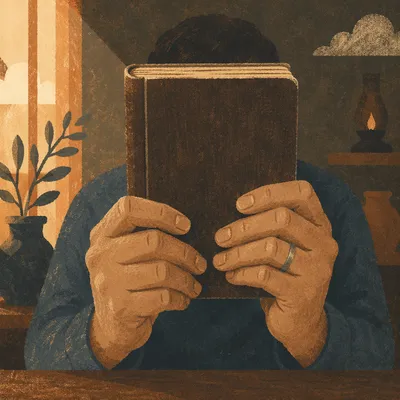 Hands Holding Bible in Warm Prayer Light