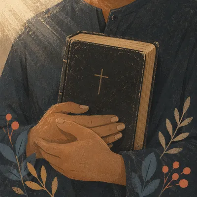Reverent Hands Holding a Worn Bible