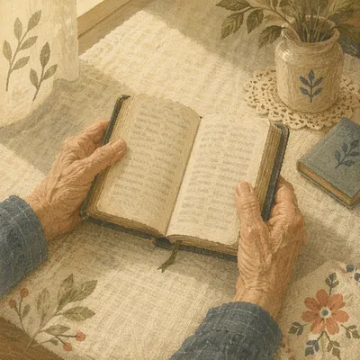 Elderly Hands Holding a Worn Bible