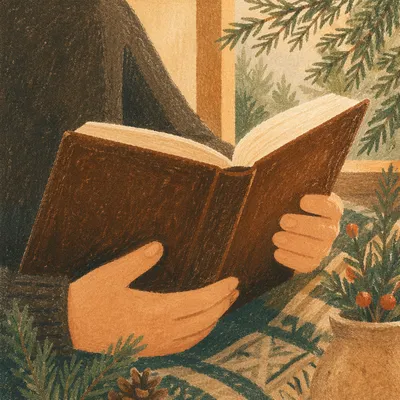 Hands Holding Bible in Evergreen Light