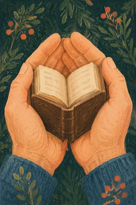 Hands Gently Holding a Worn Bible