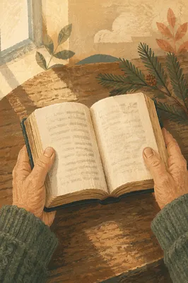 Elderly Hands Holding Open Bible