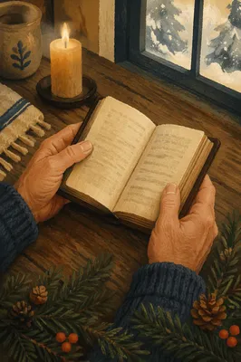 Weathered Hands Holding Bible in Winter Light