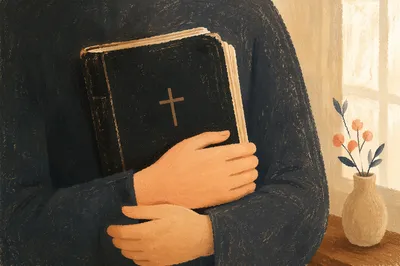 Hands Holding Bible in Quiet Devotion