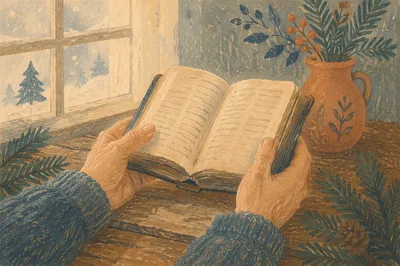 Hands Holding Worn Bible by Evergreen