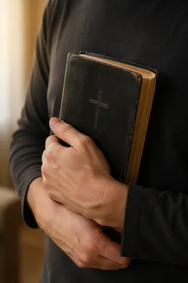Hands Holding Bible in Quiet Devotion