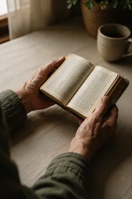 Elderly Hands Holding a Worn Bible