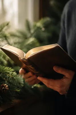 Hands Holding Open Bible by Evergreen Light