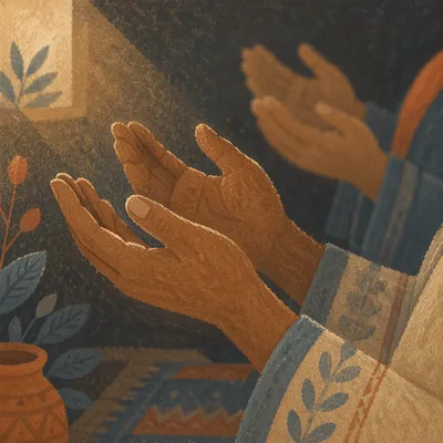 Open Hands in Soft Prayer Light