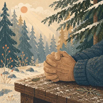 Praying Hands in Evergreen Morning Light