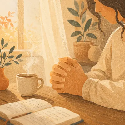 Praying Hands in Soft Morning Light