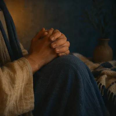 Quiet Praying Hands in Soft Light